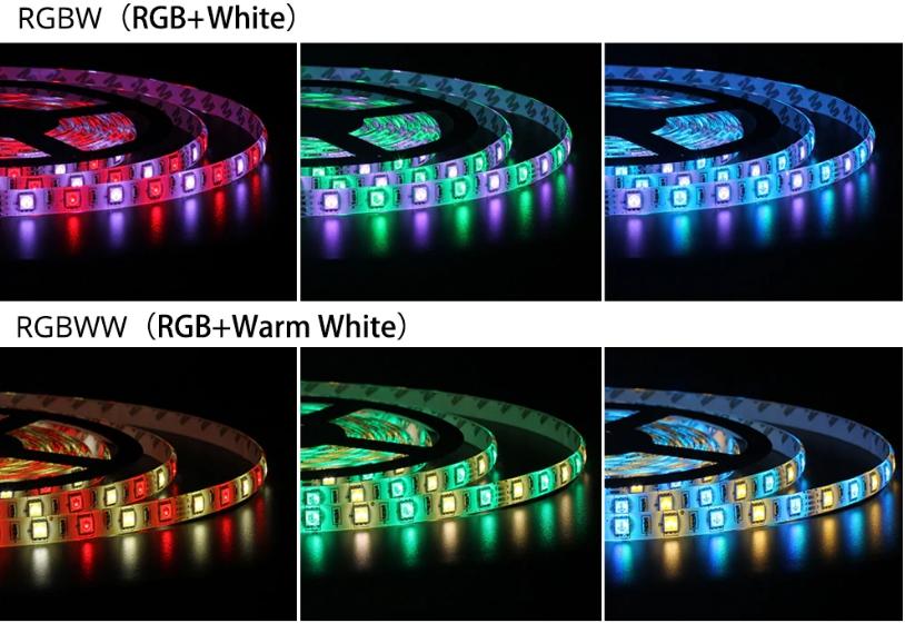 Forskelle RGB, RGBW og RGBWWW LED strip