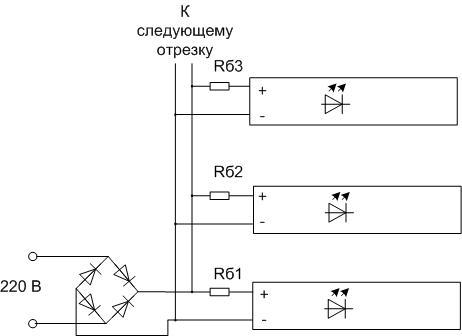 Skema til tilslutning af LED-strip til lysnettet 220V