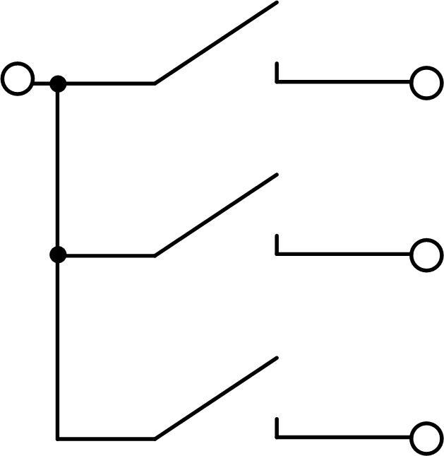 Sådan tilsluttes en triple switch - ledningsdiagram