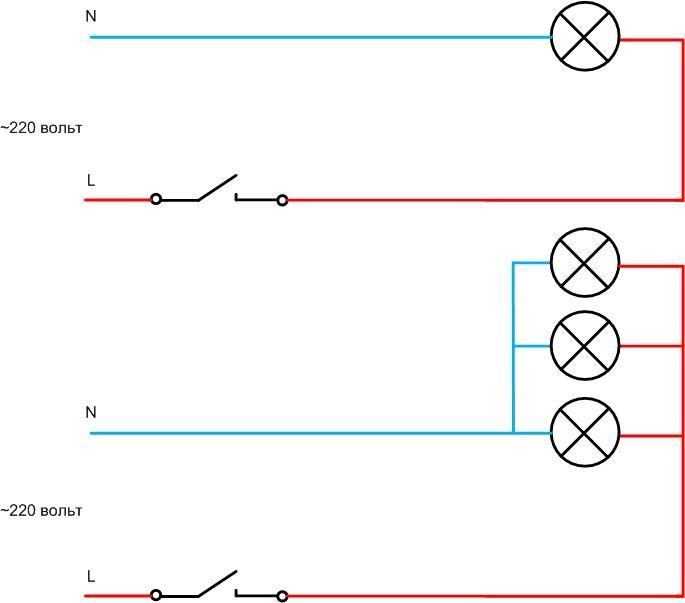 Ledningsdiagrammer for lyskontakter