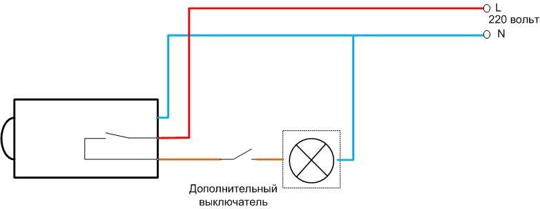 Tilslutningsdiagram for en belysningsstyrkeføler