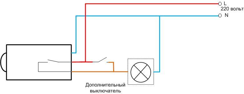 Tilslutningsdiagram for en belysningsstyrkeføler