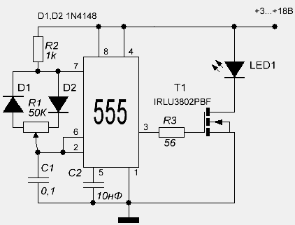 Ordning til fremstilling af en simpel stroboskoplys-emitterende diode stroboskoplys